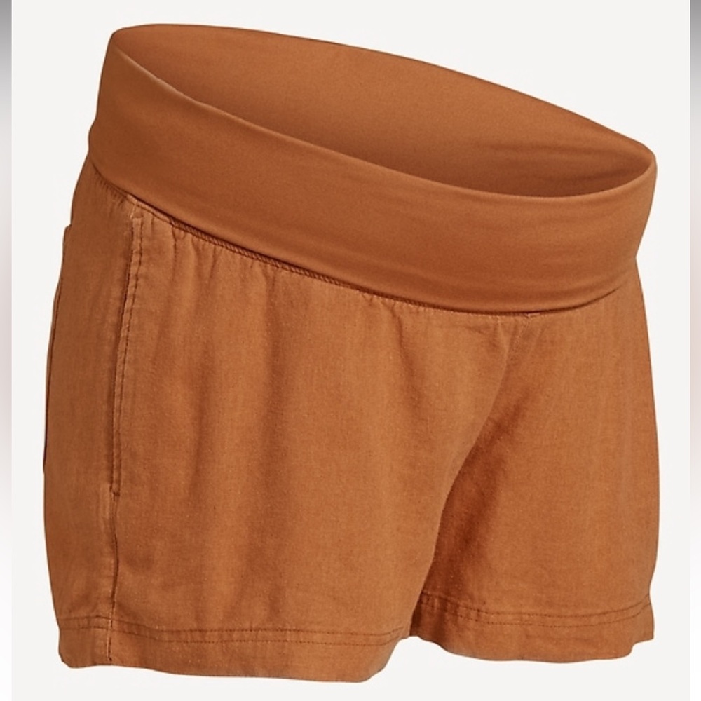 Maternity linen blend shorts